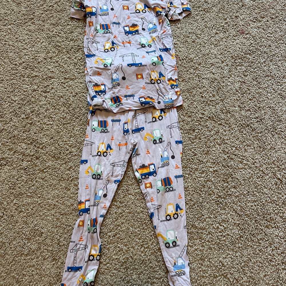 MACARON Kids Construction Pajama Set - Blue and Orange